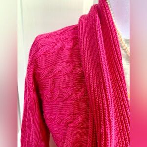 Lauren by Ralph Lauren Hot Pink Cable Knit Cardigan